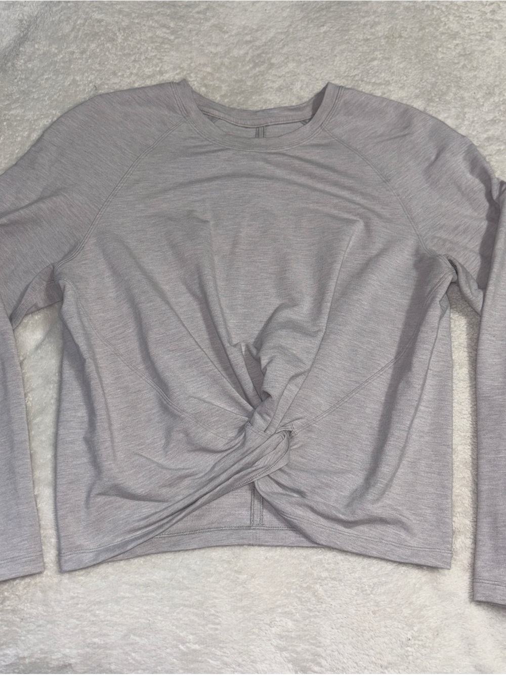 Lululemon Women’s Top Tuck & Gather Pullover Cropped Heather Gray Crewneck